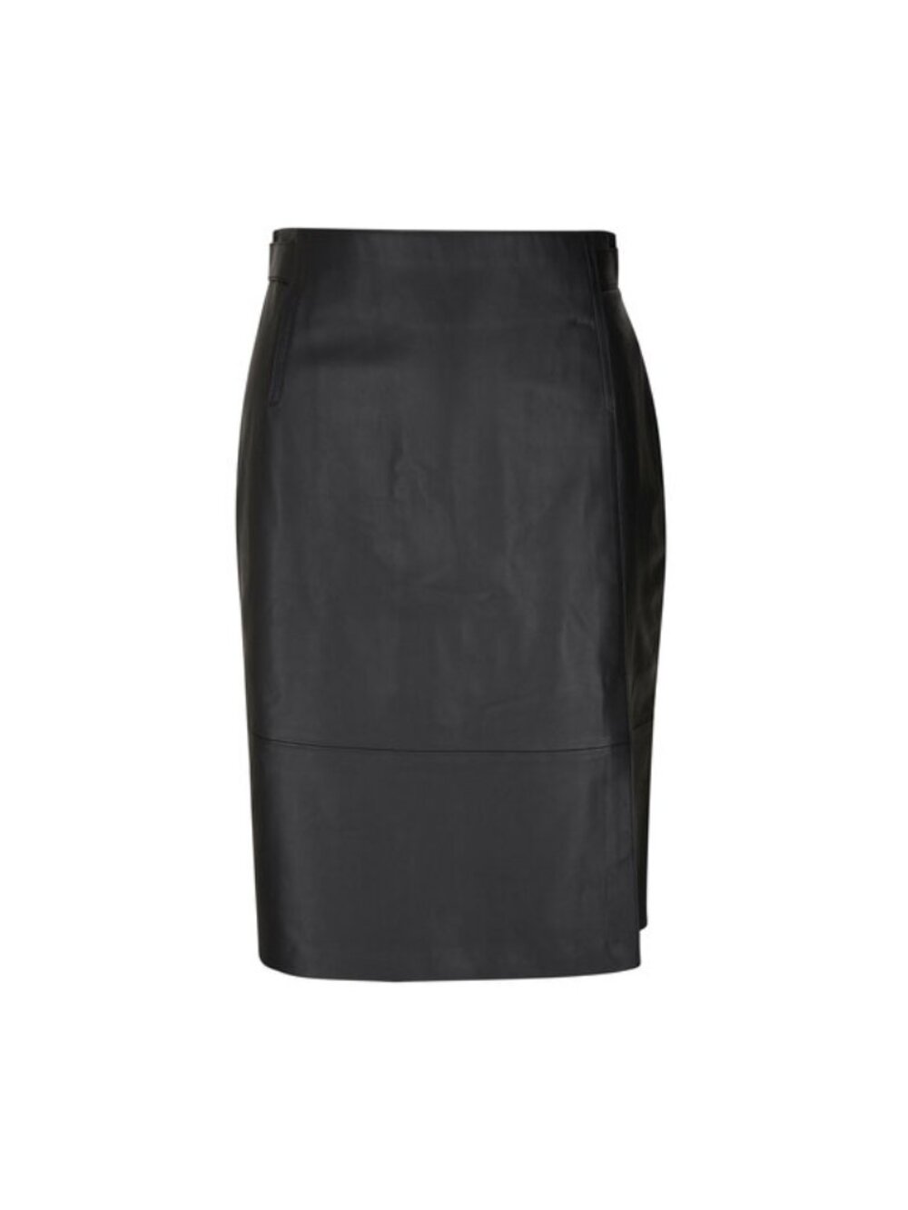 Vince Tailored Black Leather Knee Length Skirt